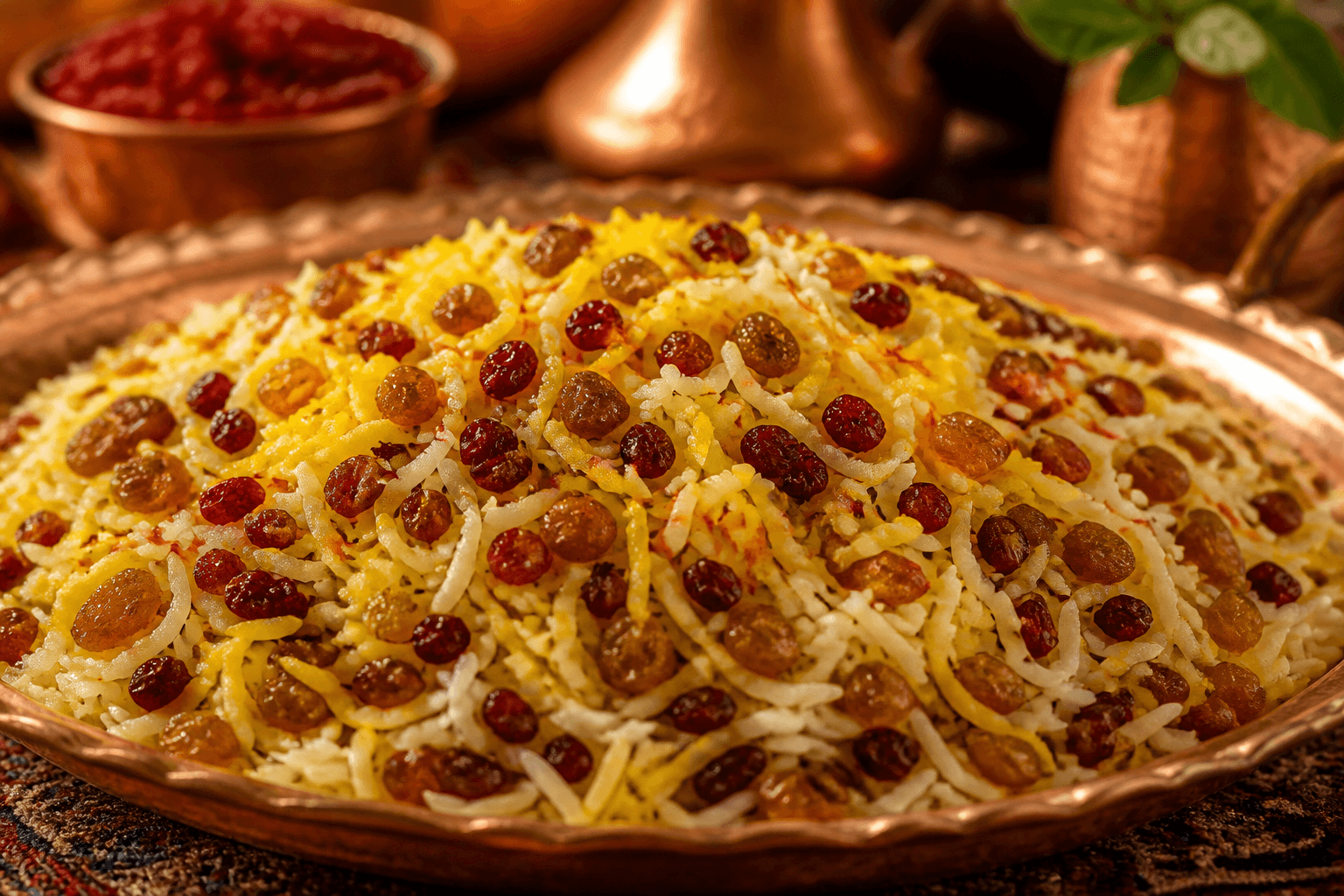 کشمش پلو با زرشک